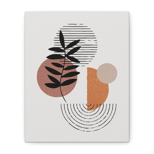 Orange Tone Flower Art Set 1.3 - Matte Canvas Decor with Minimalist Leaf Design