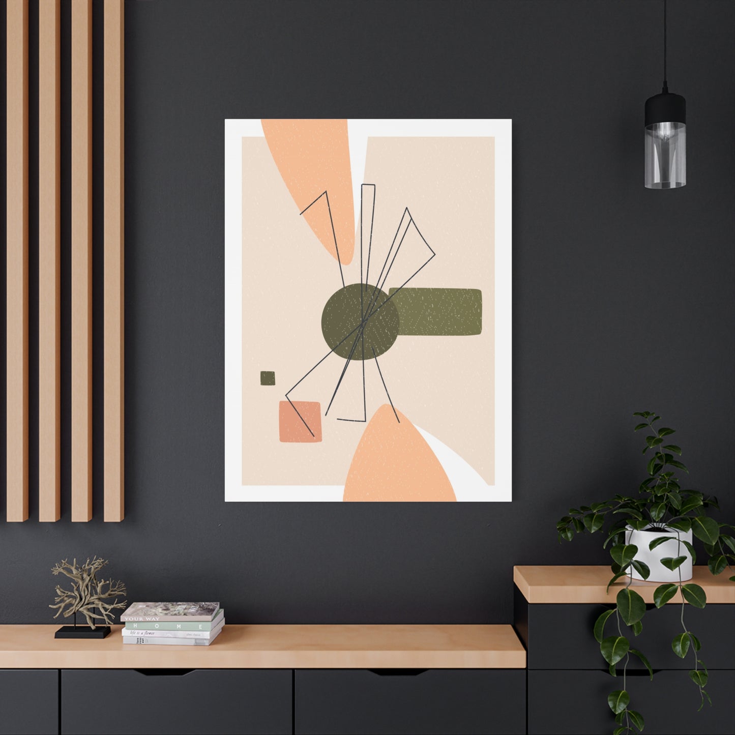 Minimal Pink Line Art Set 1.3 - Matte Canvas Decor with Minimalist Leaf Design