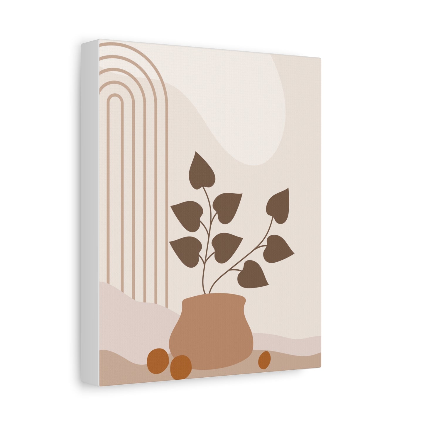 Brown View Wall Art Set 1.3 - Matte Canvas Decor with Minimalist Leaf Design