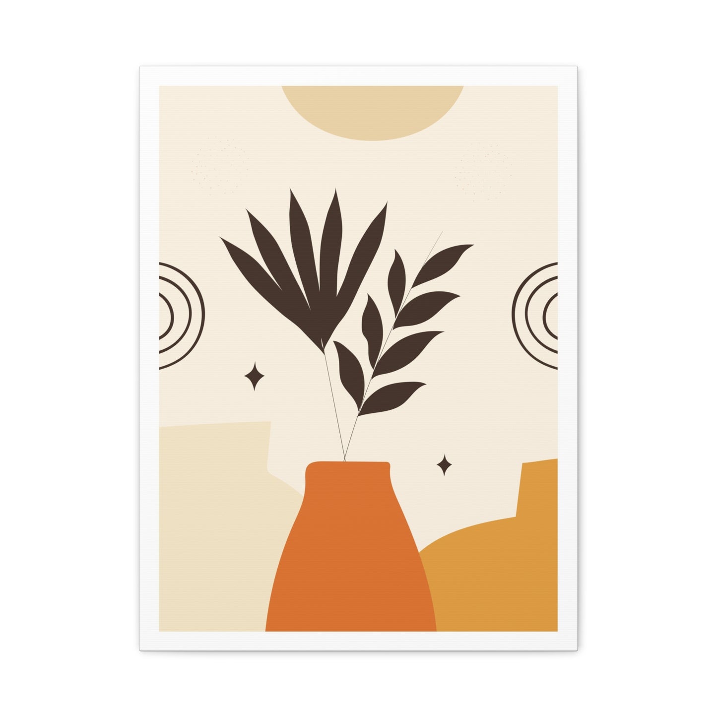 Lunar Bloom Art Set 1.1 - Matte Canvas Decor with Minimalist Leaf Design