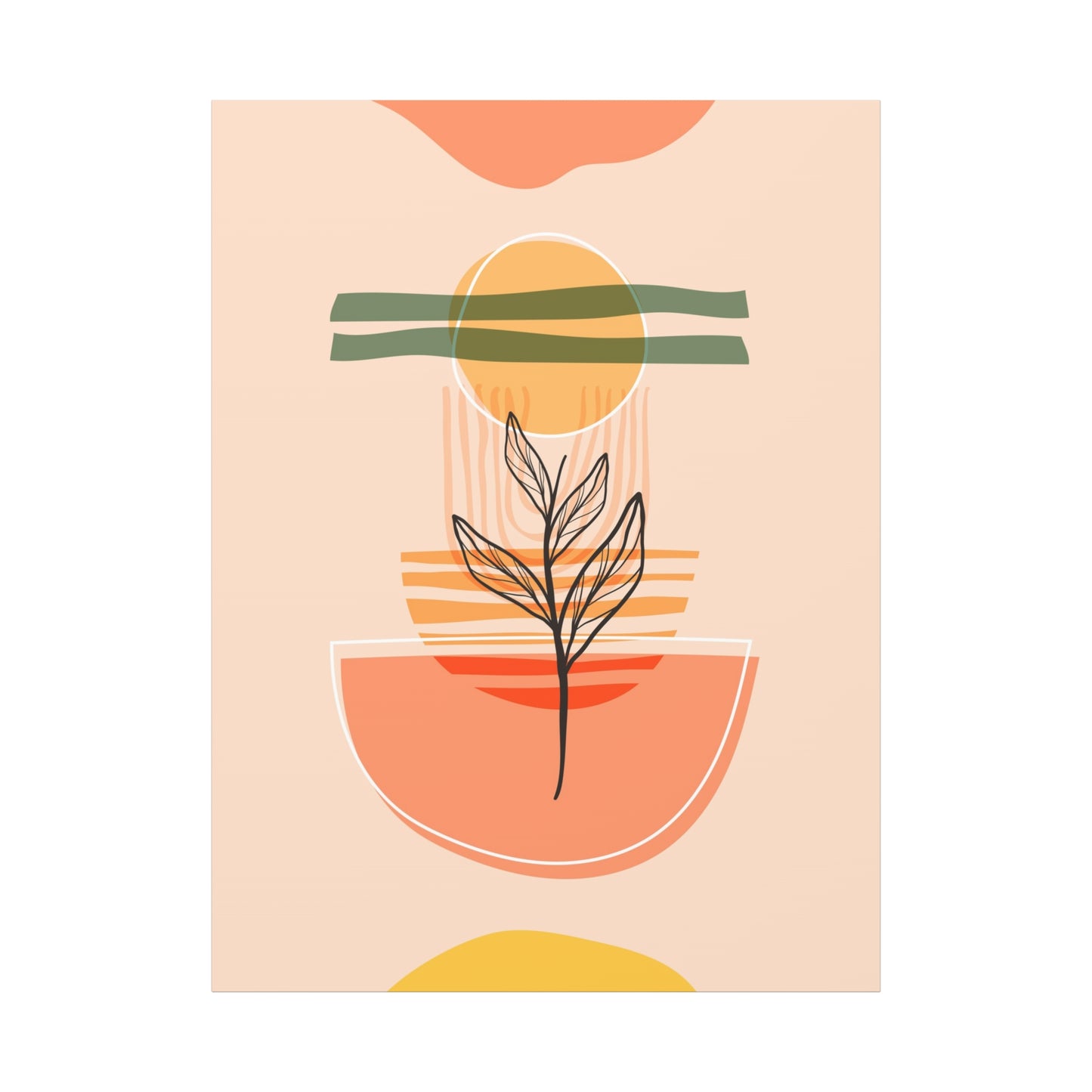 Sunway Minimal Art Set 1.3 - Matte Canvas Decor with Minimalist Leaf Design