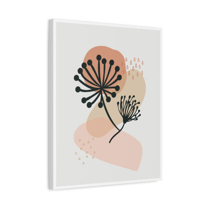Pink Minimal  Flower Art Set 1.1 - Matte Canvas Decor with Minimalist Leaf Design