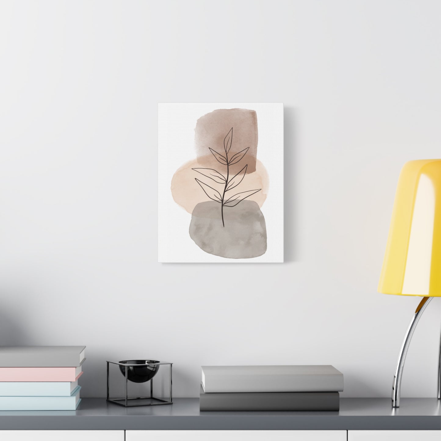 Brown Modern Botanical Wall Art Set 1.3 - Matte Canvas Decor with Minimalist Leaf Design