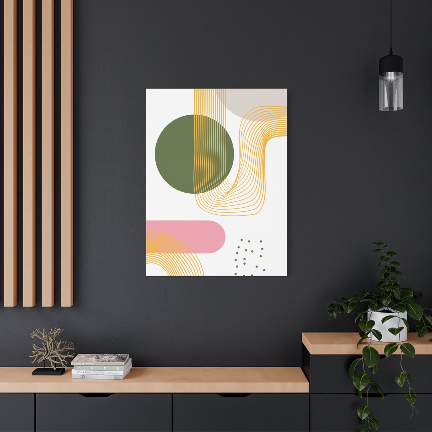 Minimal Geo Art Set 1.1 - Matte Canvas Decor with Minimalist Leaf Design