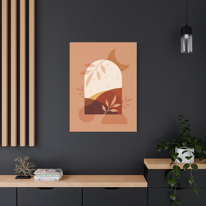 Abstract Terracotta Botanical Art Set 1.3 - Matte Canvas Decor with Minimalist Leaf Design