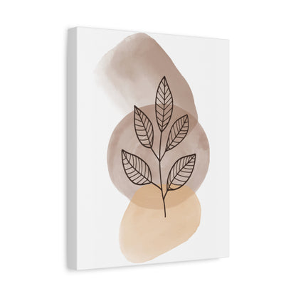Brown Modern Botanical Wall Art Set 1.2 - Matte Canvas Decor with Minimalist Leaf Design
