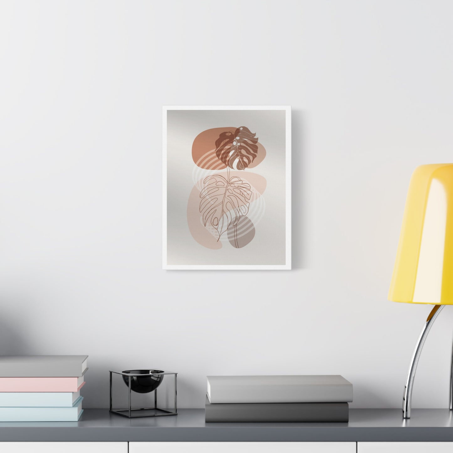 Brown Leaf Wall Painting Set 1.2 - Matte Canvas Decor with Minimalist Leaf Design