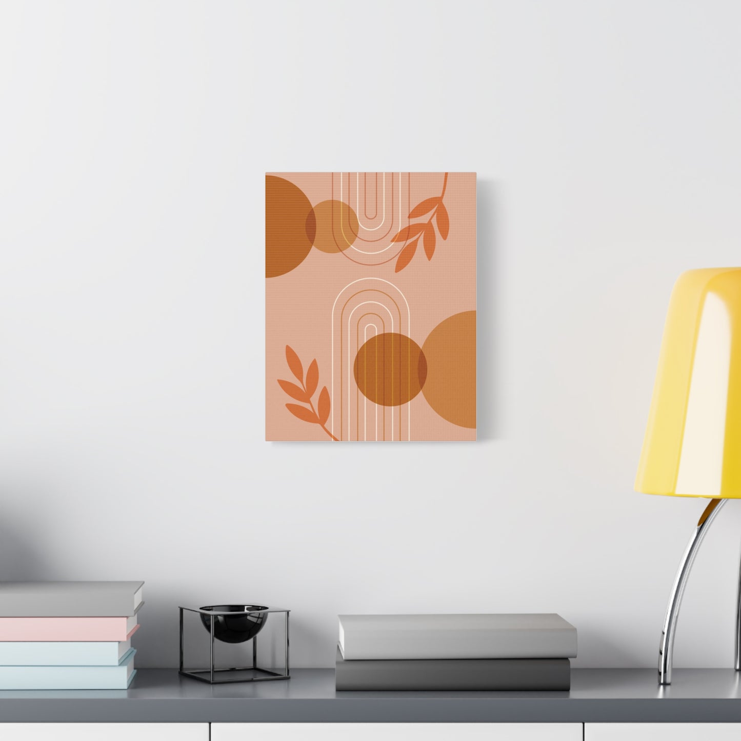 Abstract Terracotta Botanical Art Set 1.2 - Matte Canvas Decor with Minimalist Leaf Design