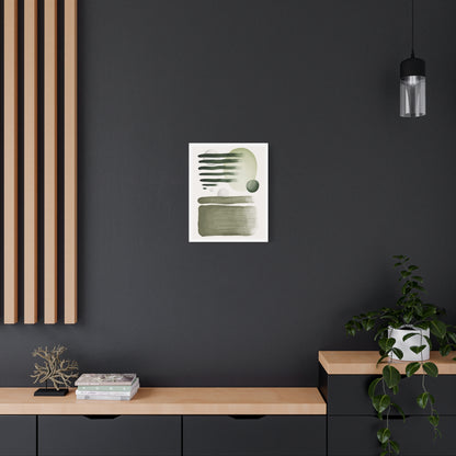 Olive Green Art Set 1.1 - Matte Canvas Decor with Minimalist Leaf Design