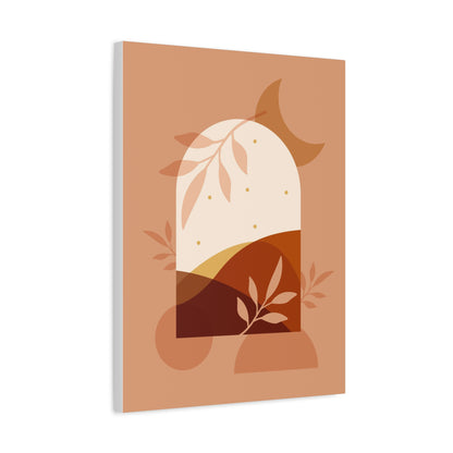 Abstract Terracotta Botanical Art Set 1.3 - Matte Canvas Decor with Minimalist Leaf Design