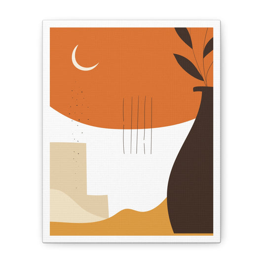 Lunar Bloom Art Set 1.3 - Matte Canvas Decor with Minimalist Leaf Design