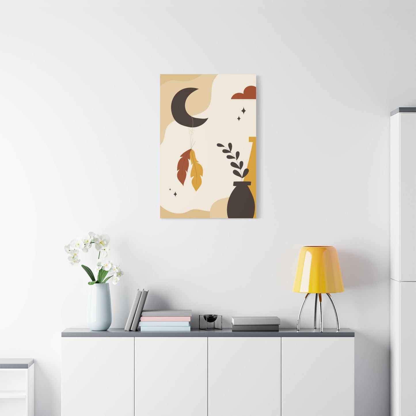 Nocturne Petal Art Set 1.2 - Matte Canvas Decor with Minimalist Leaf Design
