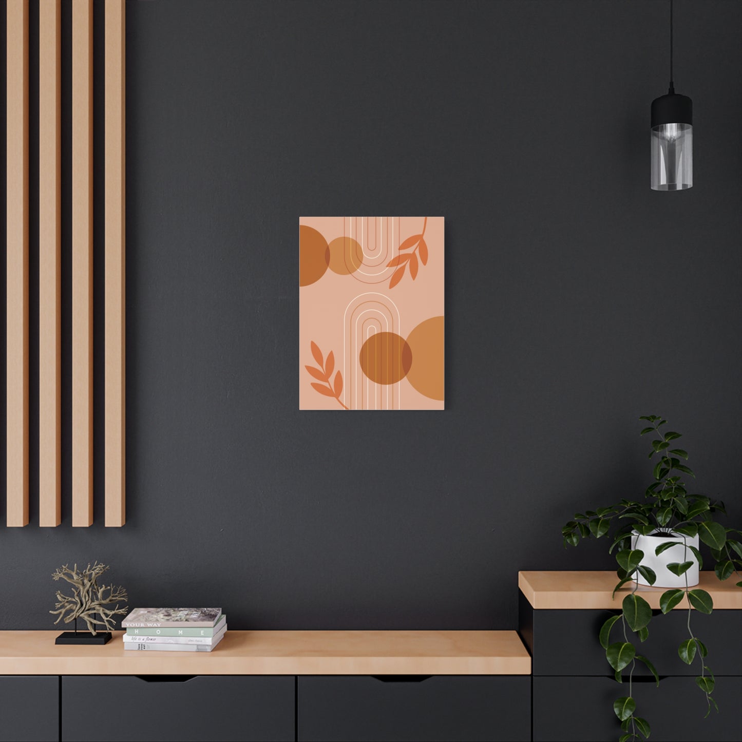 Abstract Terracotta Botanical Art Set 1.2 - Matte Canvas Decor with Minimalist Leaf Design