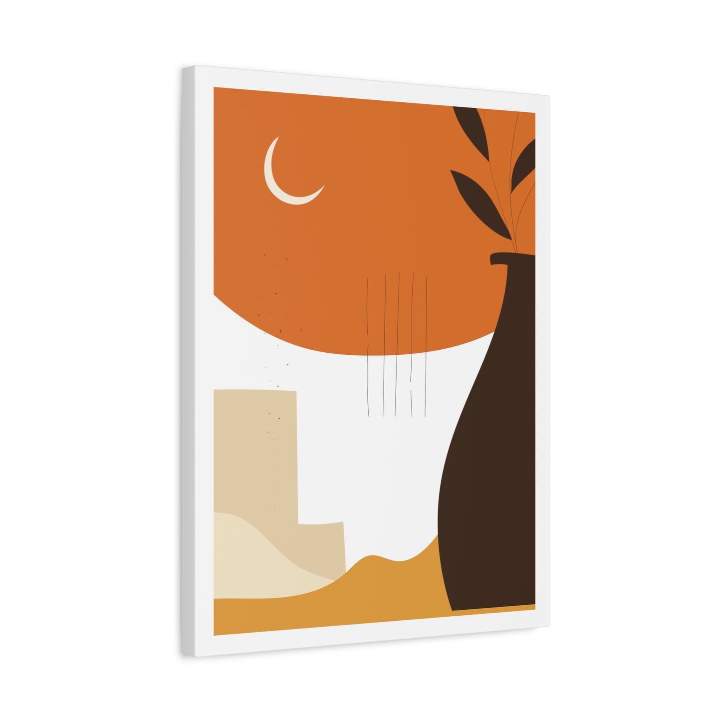 Lunar Bloom Art Set 1.3 - Matte Canvas Decor with Minimalist Leaf Design