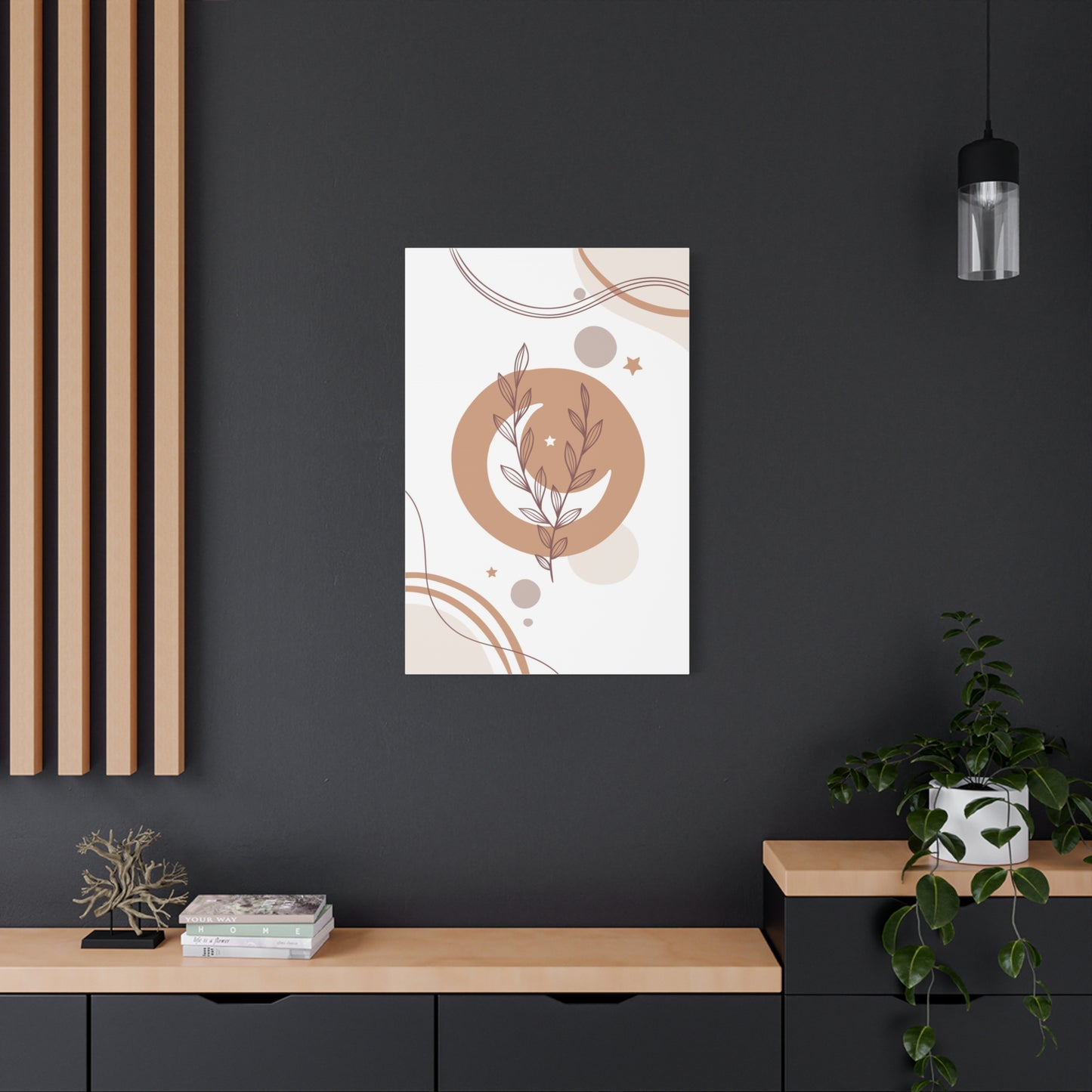 Sunset Botanica Art 1.1 - Matte Canvas Decor with Minimalist Leaf Design