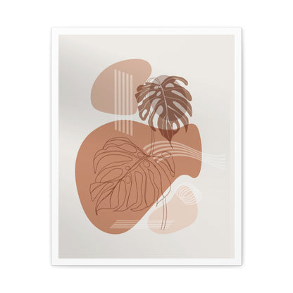 Brown Leaf Wall Painting Set 1.3 - Matte Canvas Decor with Minimalist Leaf Design
