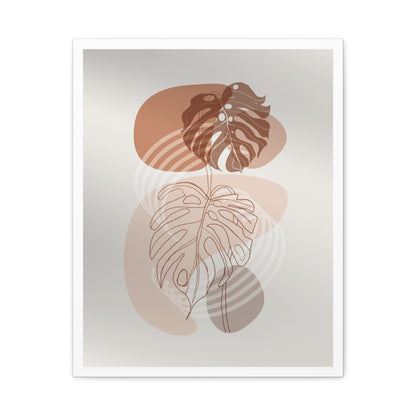 Brown Leaf Wall Painting Set 1.2 - Matte Canvas Decor with Minimalist Leaf Design