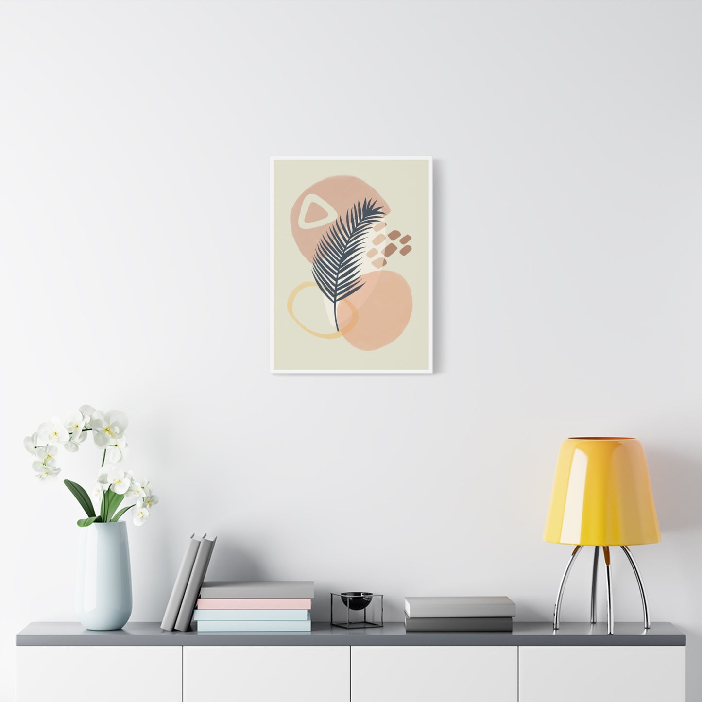Pink Minimal  Flower Art Set 1.2 - Matte Canvas Decor with Minimalist Leaf Design