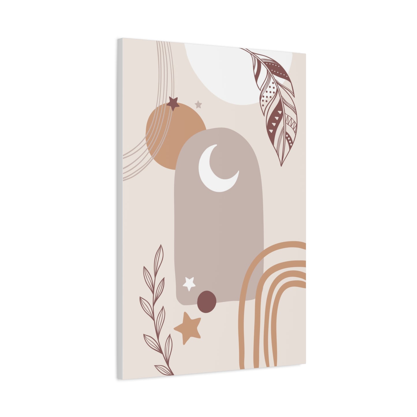 Sunset Botanica Art 1.2 - Matte Canvas Decor with Minimalist Leaf Design