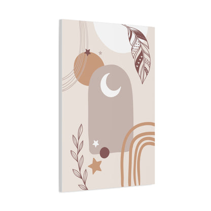 Sunset Botanica Art 1.2 - Matte Canvas Decor with Minimalist Leaf Design