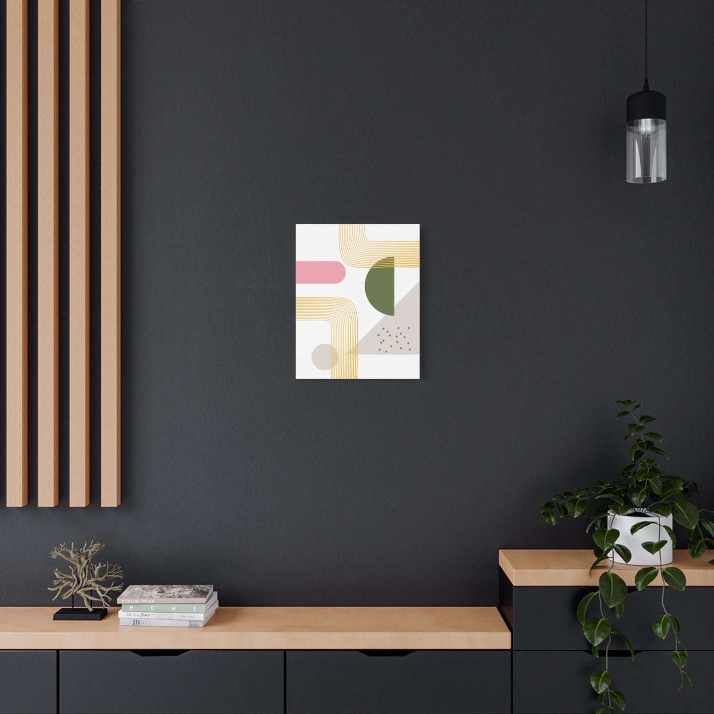 Minimal Geo Art Set 1.3 - Matte Canvas Decor with Minimalist Leaf Design