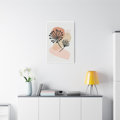 Pink Minimal  Flower Art Set 1.1 - Matte Canvas Decor with Minimalist Leaf Design