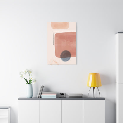 Pink Water Minimal Art Set 1.2 - Matte Canvas Decor with Minimalist Leaf Design