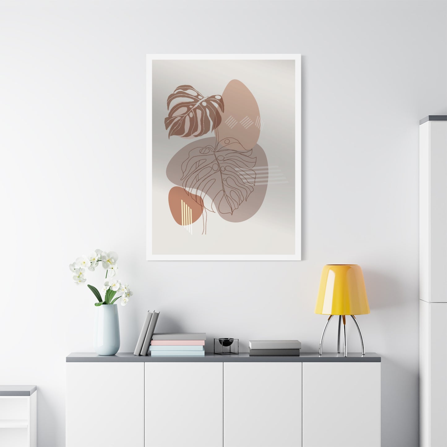 Brown Leaf Wall Painting Set 1.1 - Matte Canvas Decor with Minimalist Leaf Design