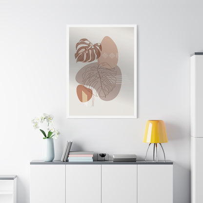 Brown Leaf Wall Painting Set 1.1 - Matte Canvas Decor with Minimalist Leaf Design