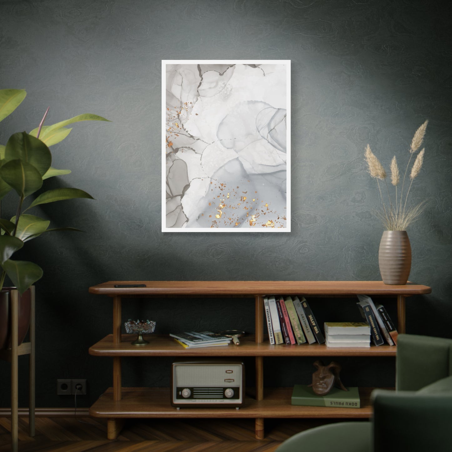 Ash Dust Art Set 1.3 - Matte Canvas Decor with Minimalist Leaf Design