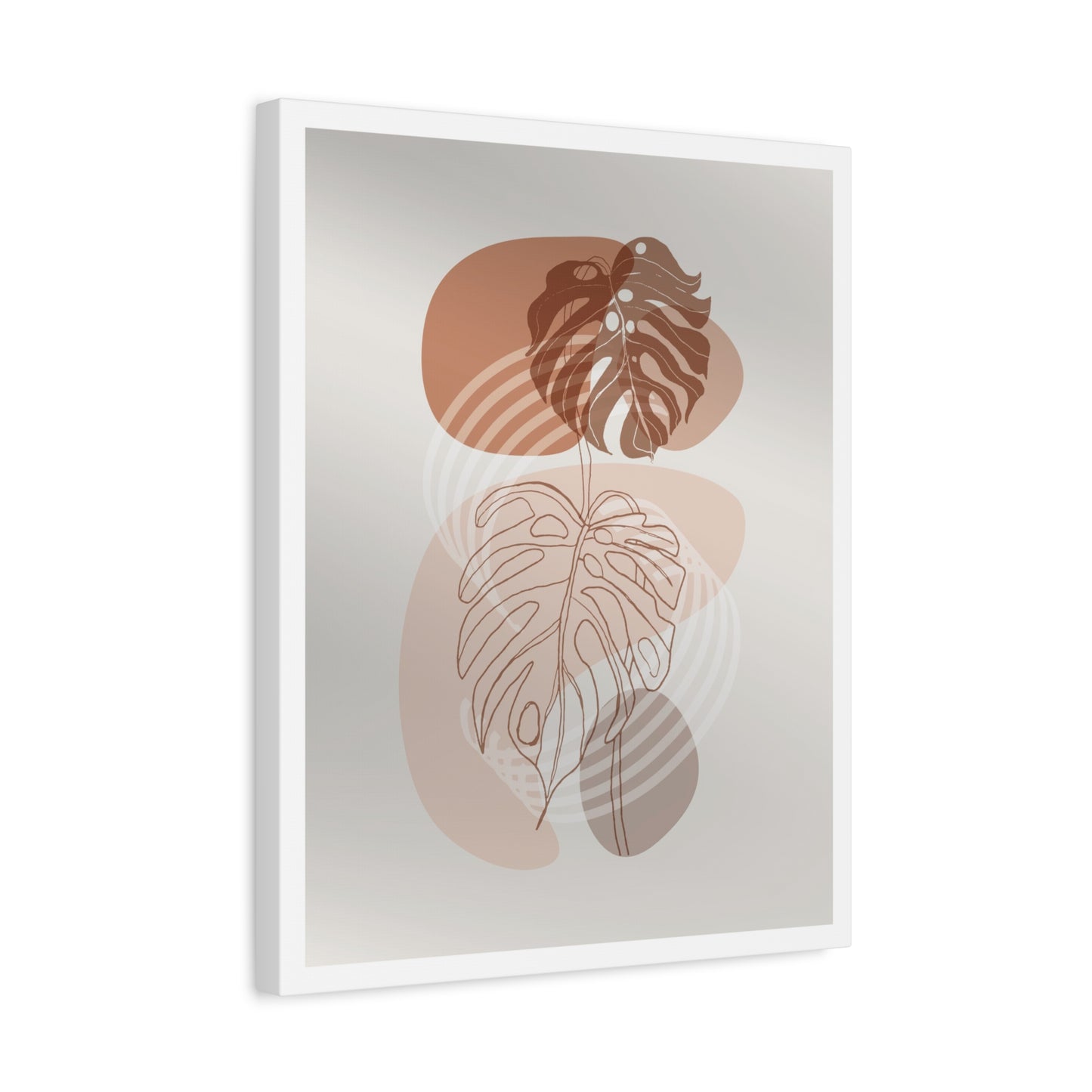 Brown Leaf Wall Painting Set 1.2 - Matte Canvas Decor with Minimalist Leaf Design