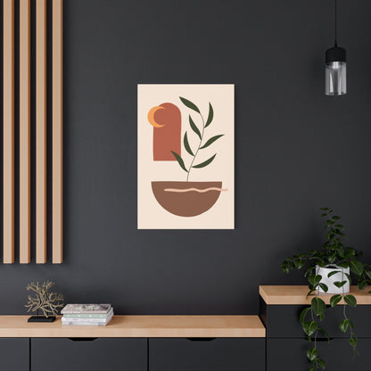 Petal Village Art 1.3 - Matte Canvas Decor with Minimalist Leaf Design