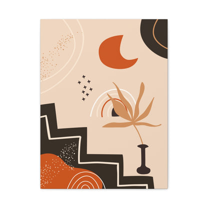 Boheme Luna  Art Set 1.2 - Matte Canvas Decor with Minimalist Leaf Design
