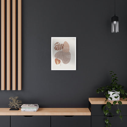 Brown Leaf Wall Painting Set 1.1 - Matte Canvas Decor with Minimalist Leaf Design