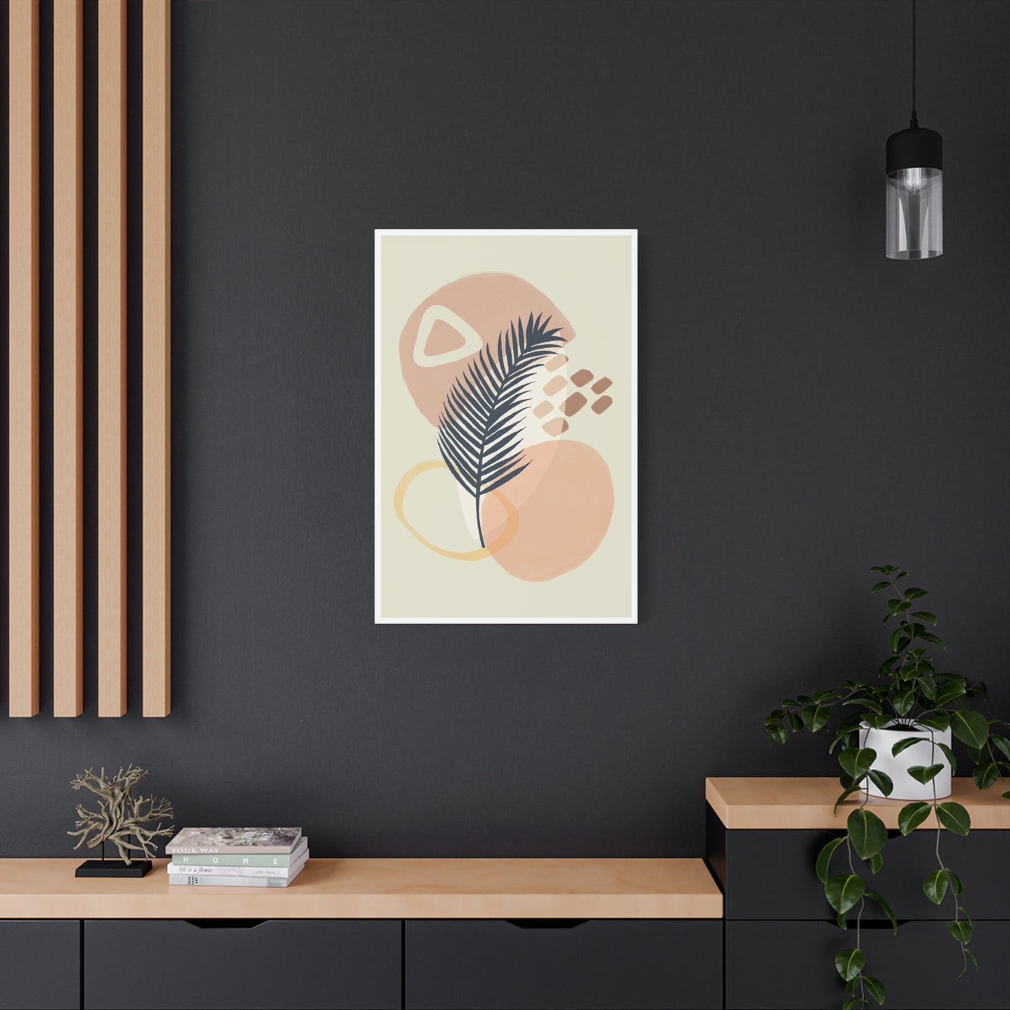 Pink Minimal  Flower Art Set 1.2 - Matte Canvas Decor with Minimalist Leaf Design