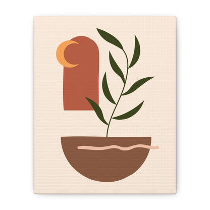 Petal Village Art 1.3 - Matte Canvas Decor with Minimalist Leaf Design