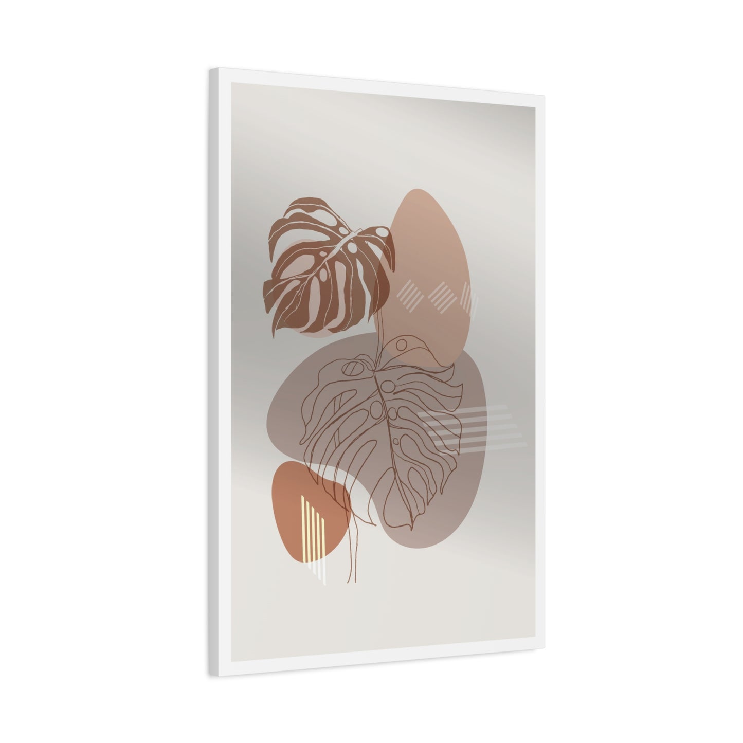 Brown Leaf Wall Painting Set 1.1 - Matte Canvas Decor with Minimalist Leaf Design