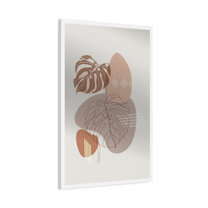 Brown Leaf Wall Painting Set 1.1 - Matte Canvas Decor with Minimalist Leaf Design