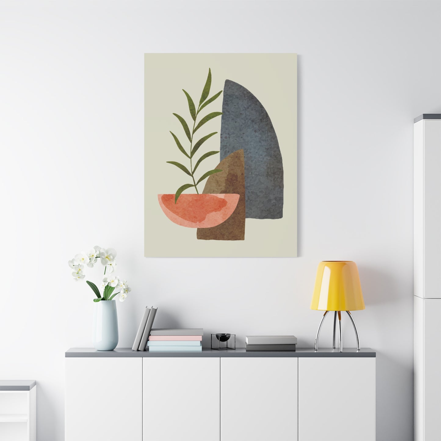 Flower Wall Art Set 1.1 - Matte Canvas Decor with Minimalist Leaf Design