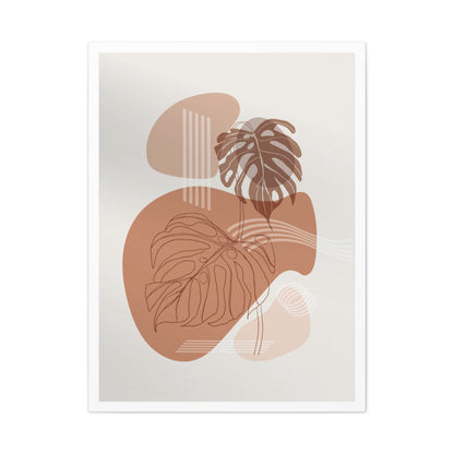 Brown Leaf Wall Painting Set 1.3 - Matte Canvas Decor with Minimalist Leaf Design