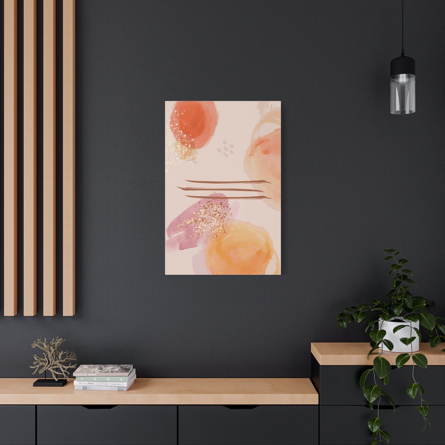 Sunlit Spark Art Set 1.1 - Matte Canvas Decor with Minimalist Leaf Design