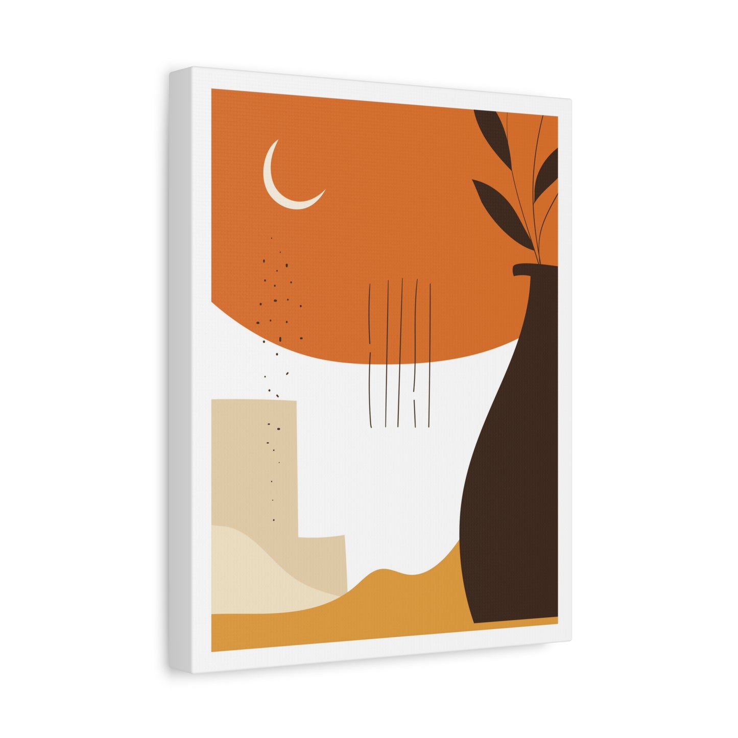 Lunar Bloom Art Set 1.3 - Matte Canvas Decor with Minimalist Leaf Design