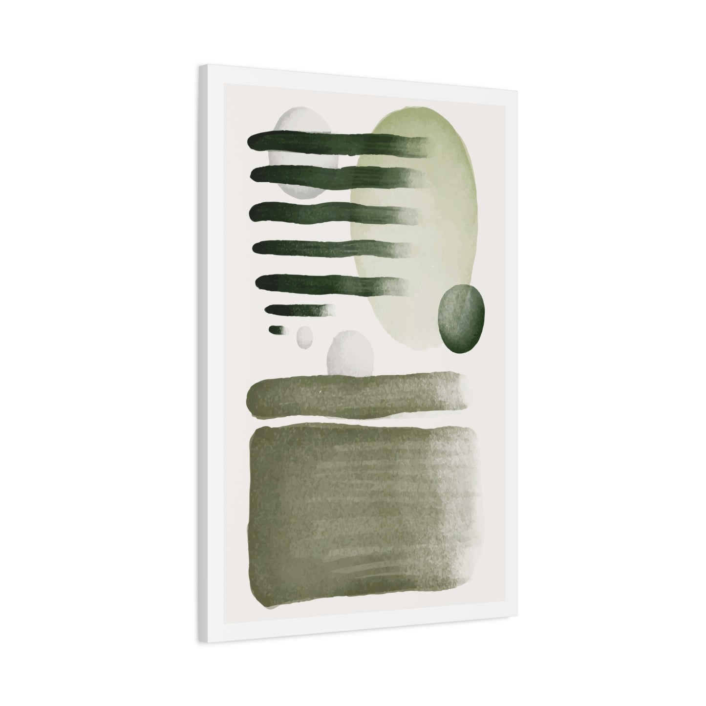 Olive Green Art Set 1.1 - Matte Canvas Decor with Minimalist Leaf Design