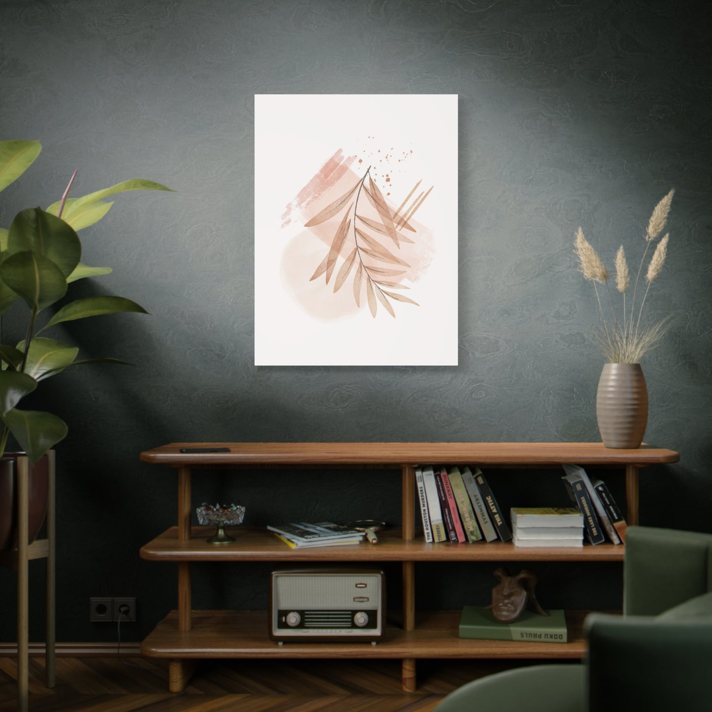 Abstract Earthy Florals Art Set 1.1 - Matte Canvas Decor with Minimalist Leaf Design