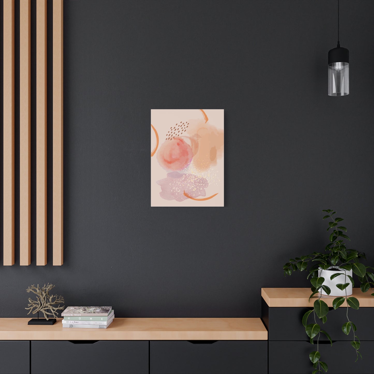 Sunlit Spark Art Set 1.2 - Matte Canvas Decor with Minimalist Leaf Design