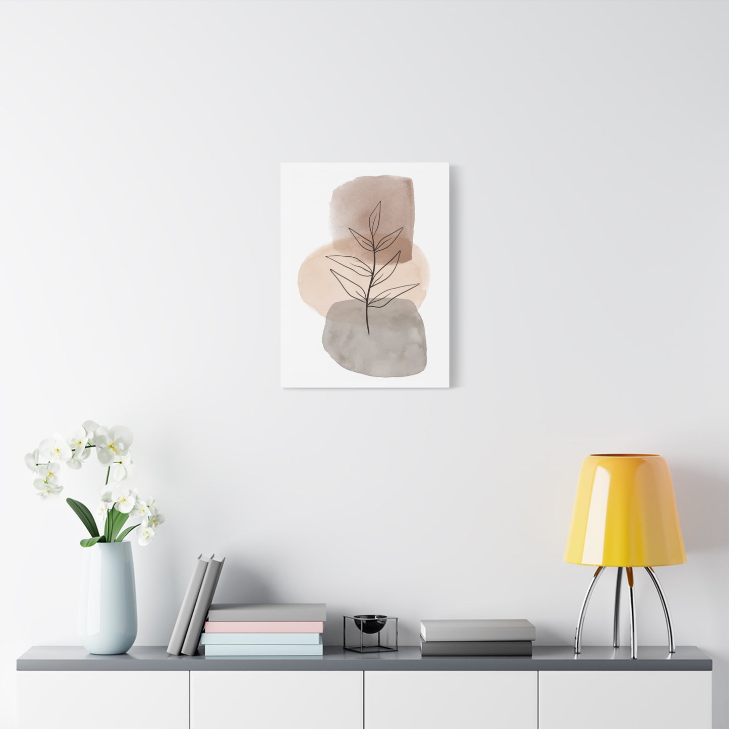 Brown Modern Botanical Wall Art Set 1.3 - Matte Canvas Decor with Minimalist Leaf Design