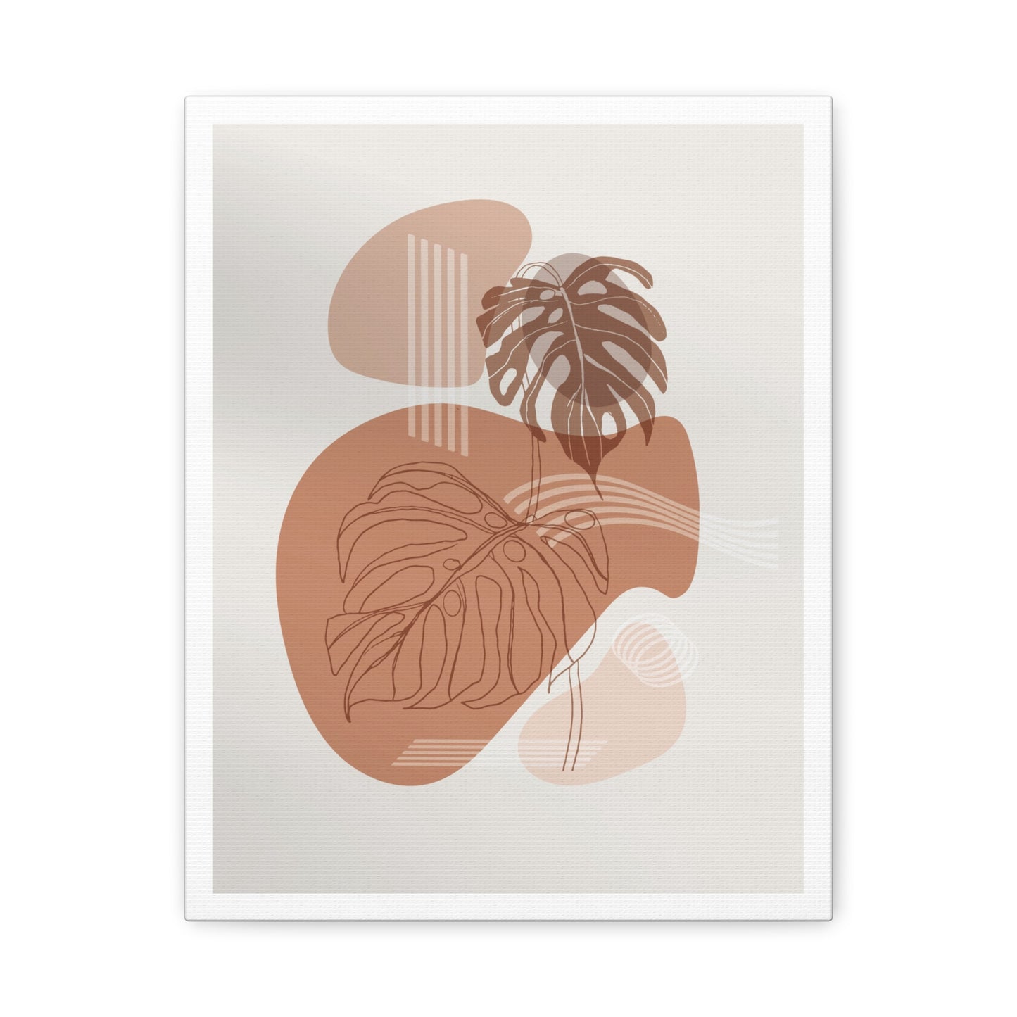 Brown Leaf Wall Painting Set 1.3 - Matte Canvas Decor with Minimalist Leaf Design
