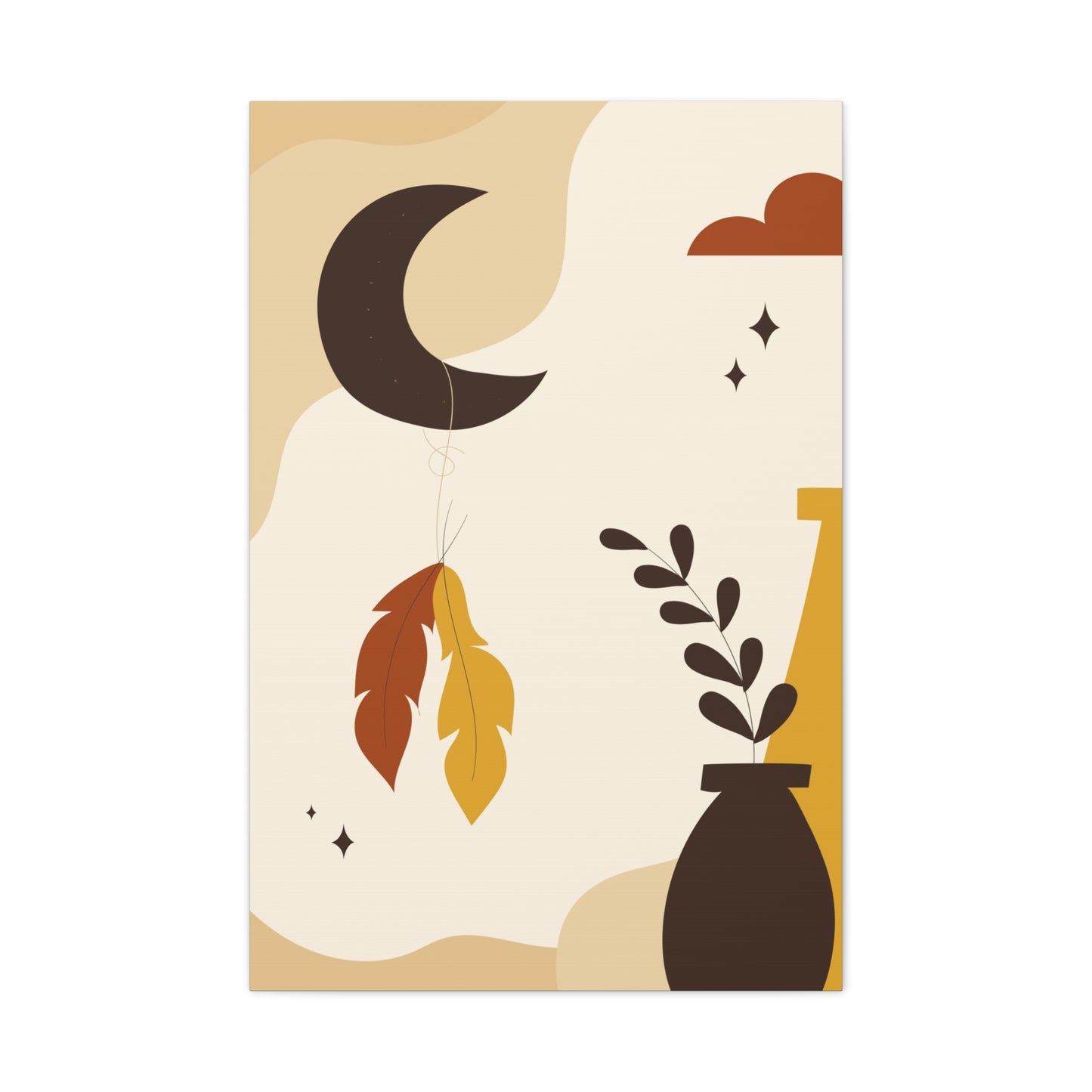 Nocturne Petal Art Set 1.2 - Matte Canvas Decor with Minimalist Leaf Design