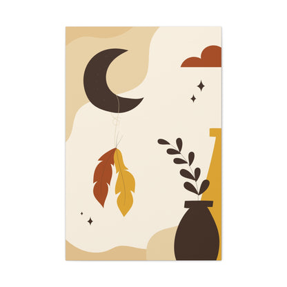 Nocturne Petal Art Set 1.2 - Matte Canvas Decor with Minimalist Leaf Design