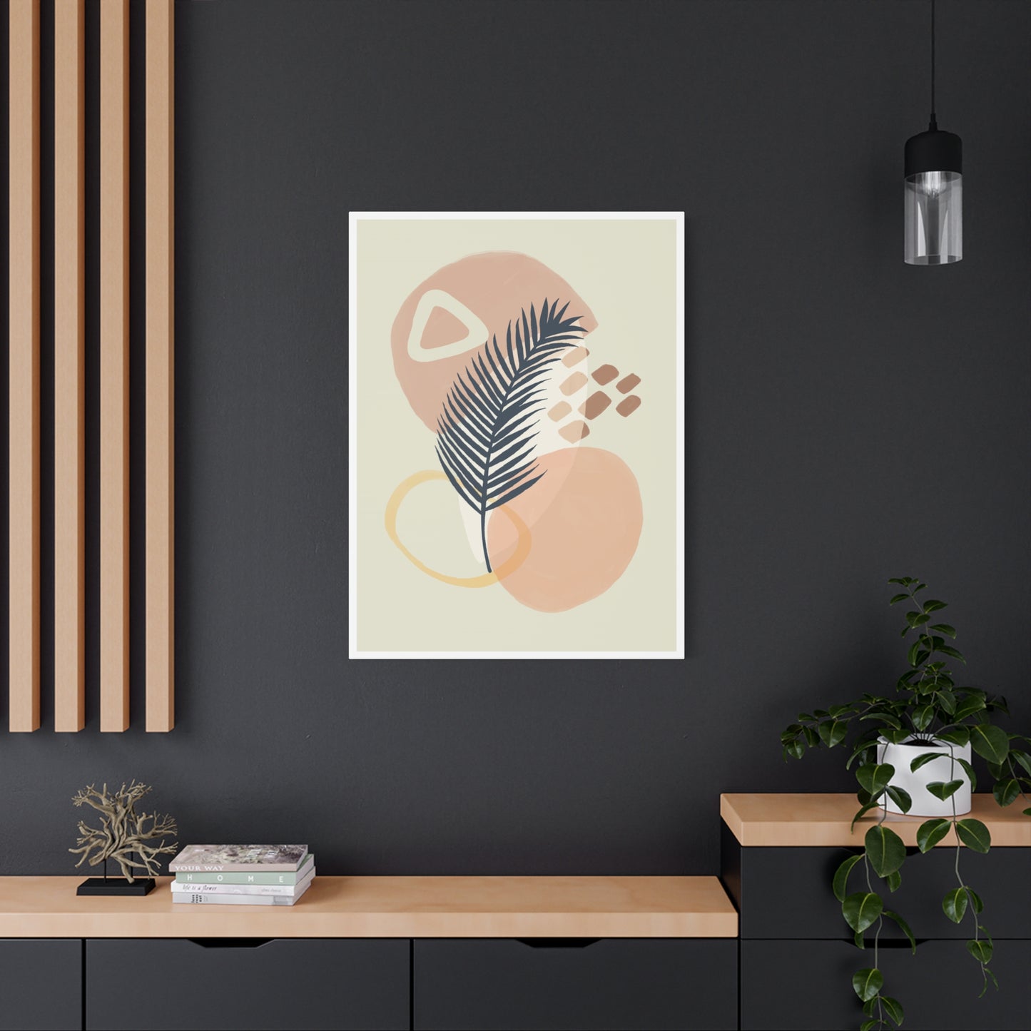 Pink Minimal  Flower Art Set 1.2 - Matte Canvas Decor with Minimalist Leaf Design
